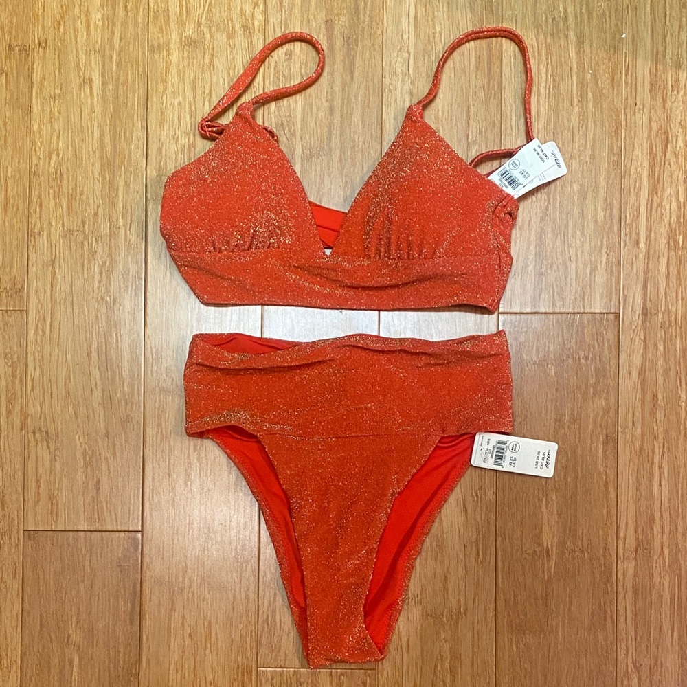Aerie Glittering Red Bikini Set